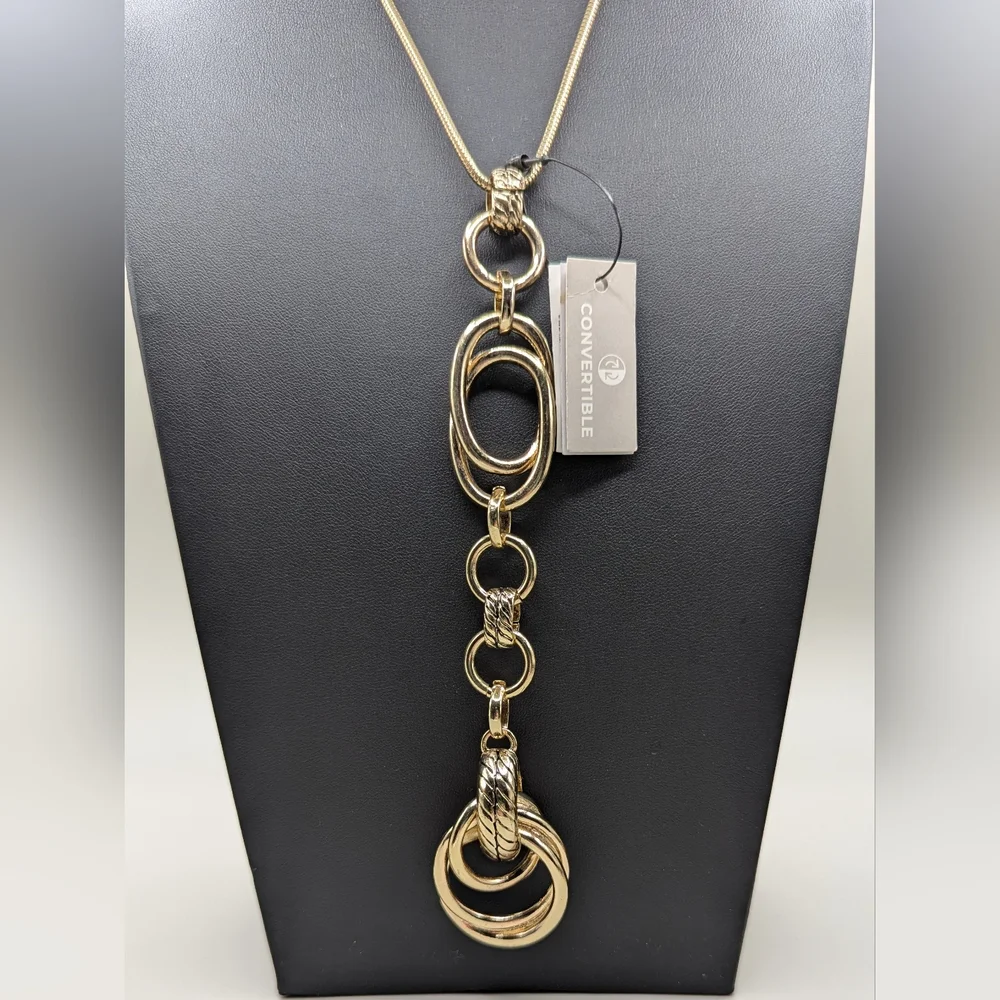 Chico's Goldtone Chainlink Y Necklace NEW - Picture 3 of 5